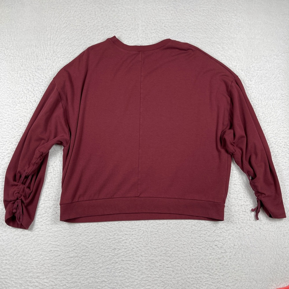 Fabletics Sweatshirt Womens XL Burgundy Cinch Tie Cuff‎ Long Sleeve Athleisure - Picture 2 of 7